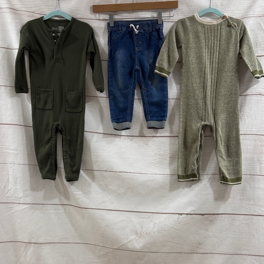 Bundle of 3 pcs Kids Toddler Boys long sleeve green 1pc+jeans+ Cat&Jack 18 month